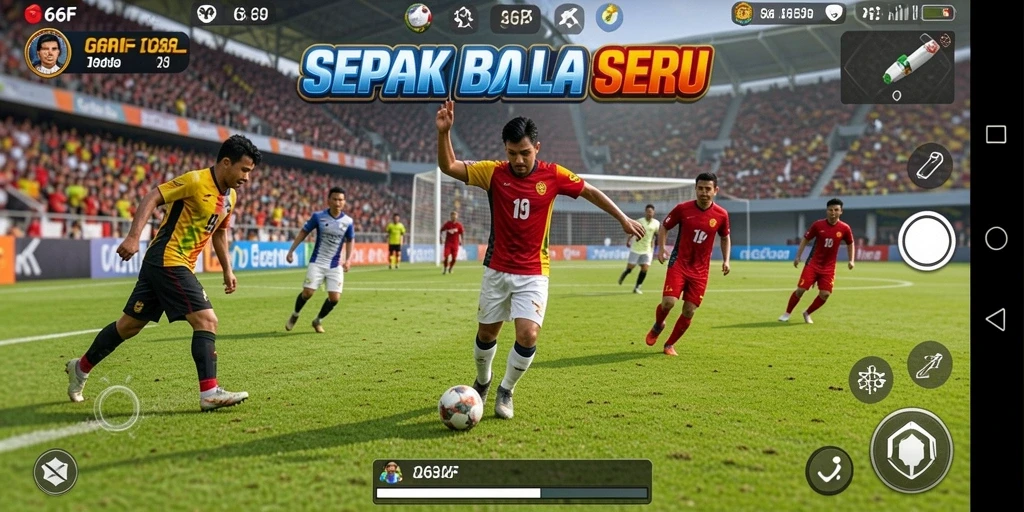Tampilan gameplay 666F yang menarik dan penuh aksi di lapangan sepak bola.