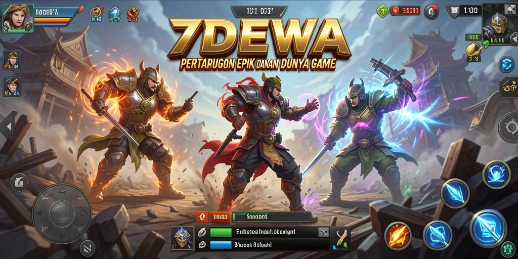 Tangkapan layar memperlihatkan pertarungan karakter di 7DEWA.
