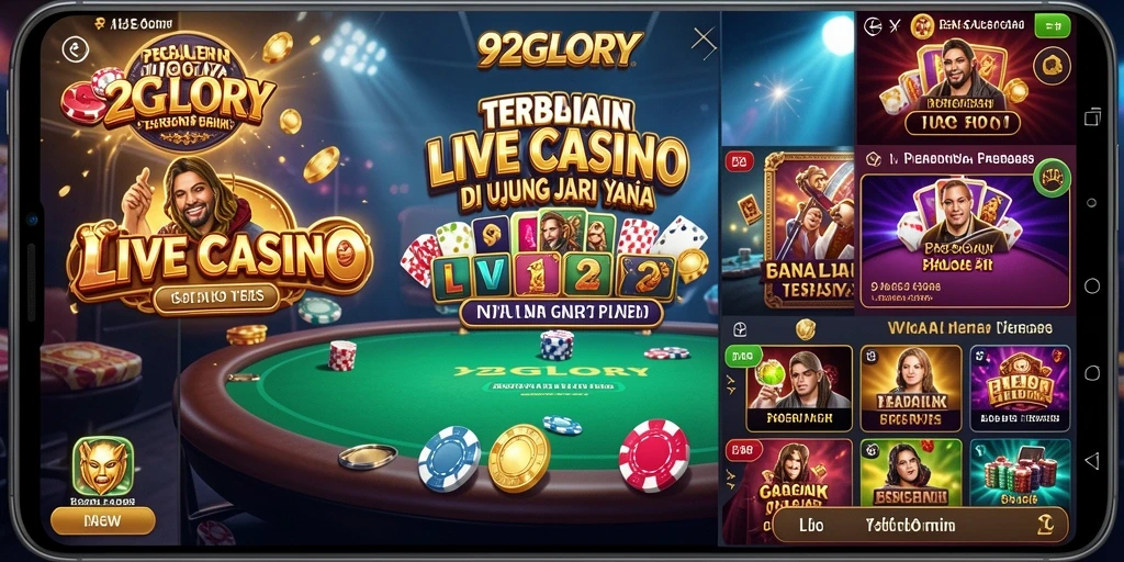Tampilan gameplay Live Casino yang mengasyikkan di 92GLORY.