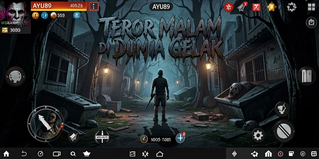 Gameplay AYU89 yang mencekam dengan suasana gelap dan menakutkan.