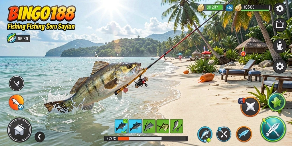 Tampilan gameplay menawan BINGO188 dengan aksi memancing yang seru.