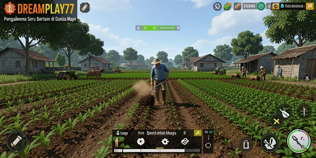 Tampilan gameplay petanian yang menarik dan interaktif di DREAMPLAY77.