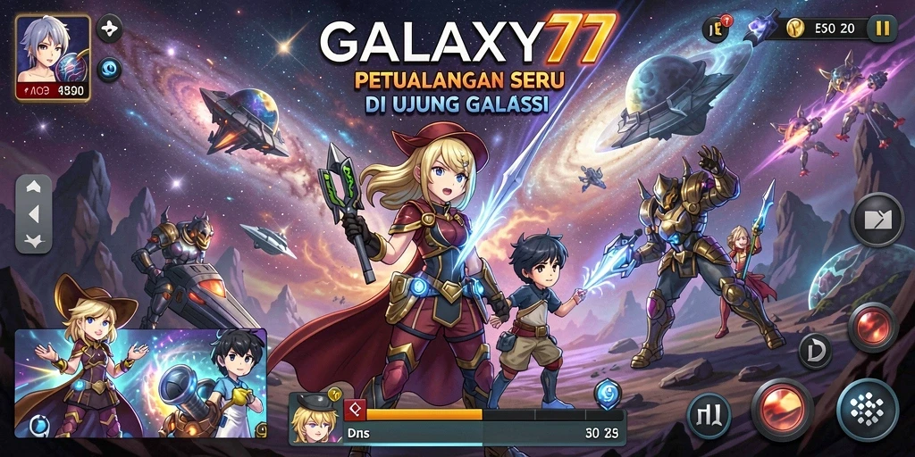 Tampilan gameplay GALAXY77 yang mendebarkan dan penuh warna.