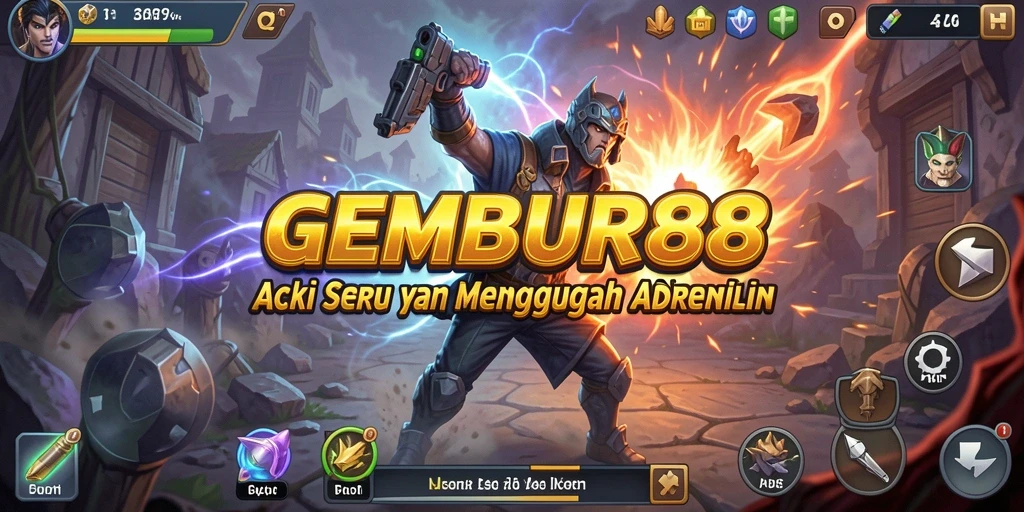 Tampilan aksi mendebarkan dari gameplay GEMBUR88.