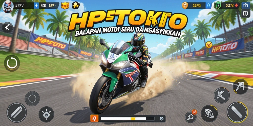 Gameplay HPTOTO yang seru dan kompetitif dalam balapan motor.