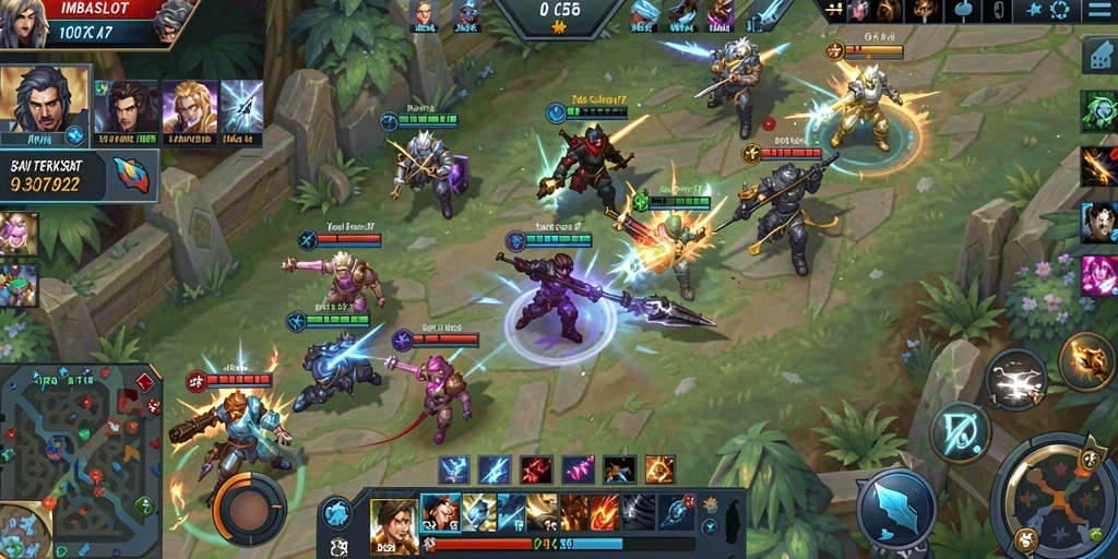 Tangkapan layar menunjukkan pertarungan epik dalam gameplay IMBASLOT.