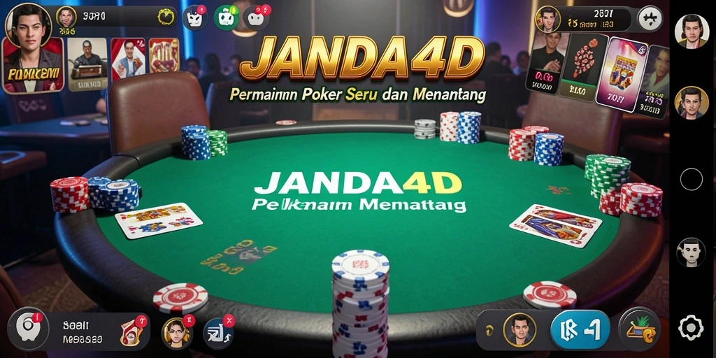 Screenshot gameplay utama JANDA4D yang menampilkan suasana permainan Poker.