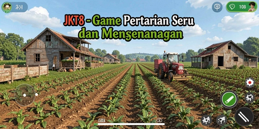 Tampilan gameplay JKT8 saat mengelola ladang dan hewan ternak.
