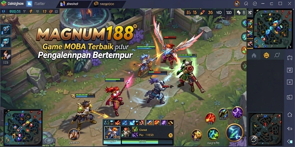 Screenshot gameplay MOBA MAGNUM188 yang menegangkan dan seru.