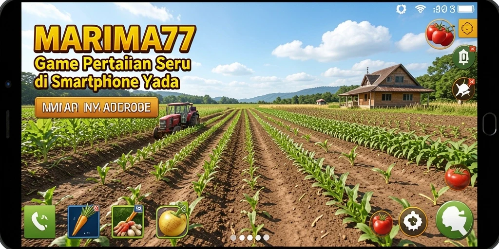 Tampilan gameplay menarik dari MARIMA77 yang menunjukkan aktivitas bercocok tanam.