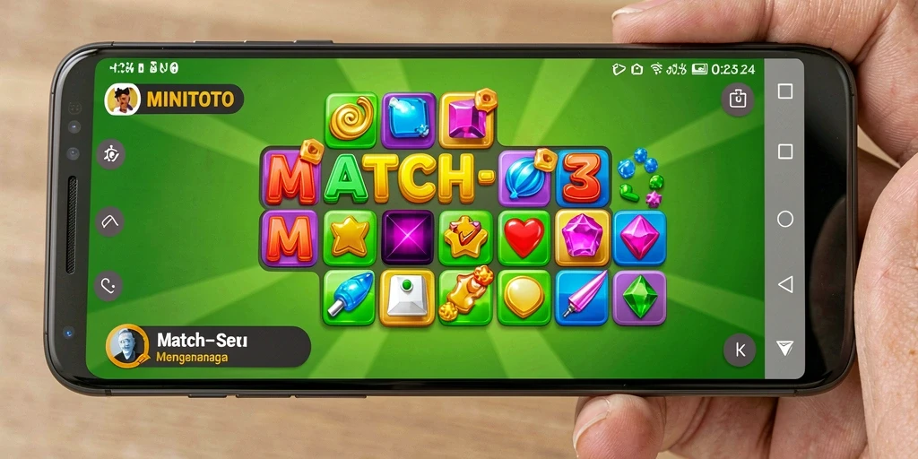 Screenshot MINITOTO menampilkan gameplay seru Match-3.
