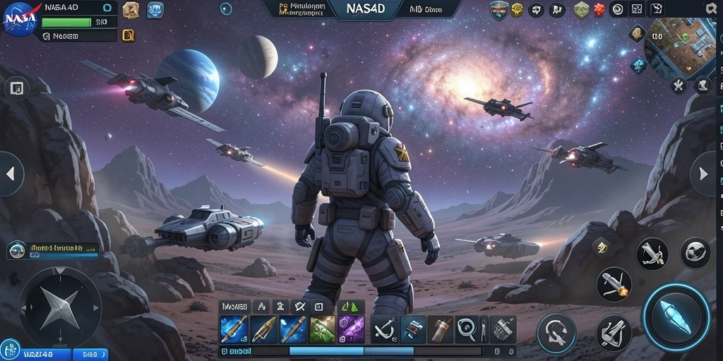 Screenshot menampilkan gameplay seru dan petualangan luar angkasa di NASA4D.