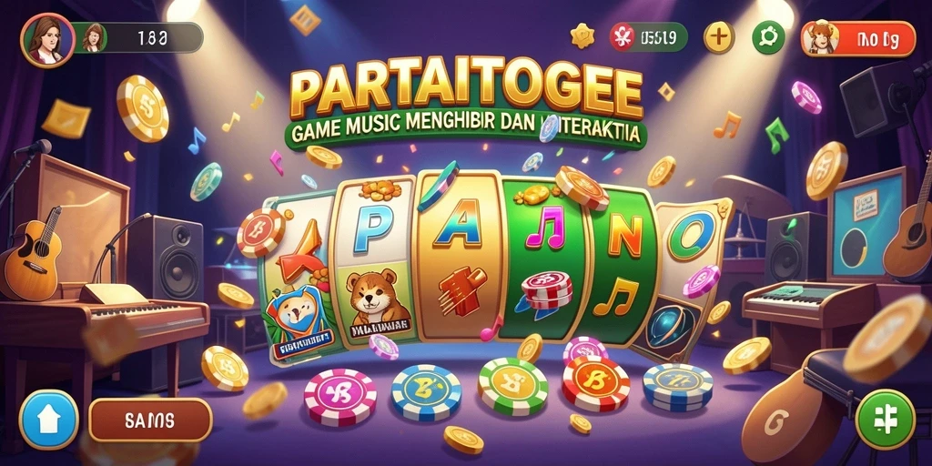 Screenshot menunjukkan gameplay seru PARTAITOGEL dengan tampilan musik yang menarik.