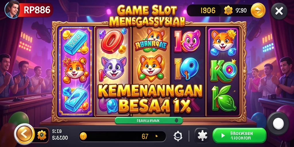 Screenshot gameplay RP886 menampilkan momen mendebarkan saat putaran bonus.