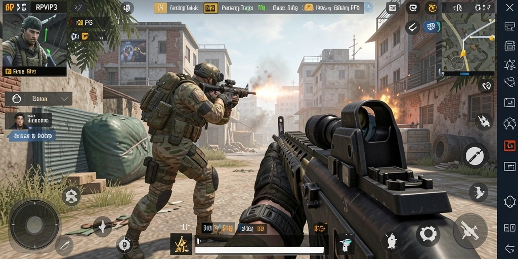 Screenshot utama RPVIP3 menunjukkan aksi seru dalam gameplay FPS.