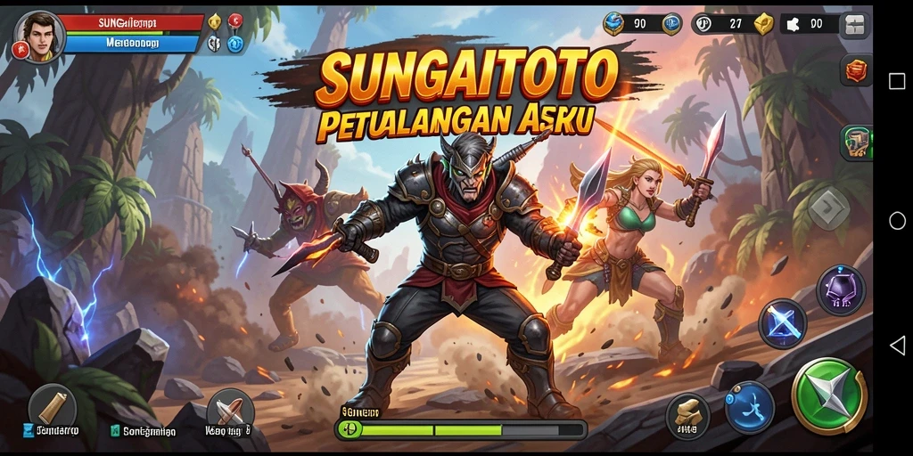 Tampilan aksi seru di SUNGAITOTO dengan berbagai karakter dan musuh.