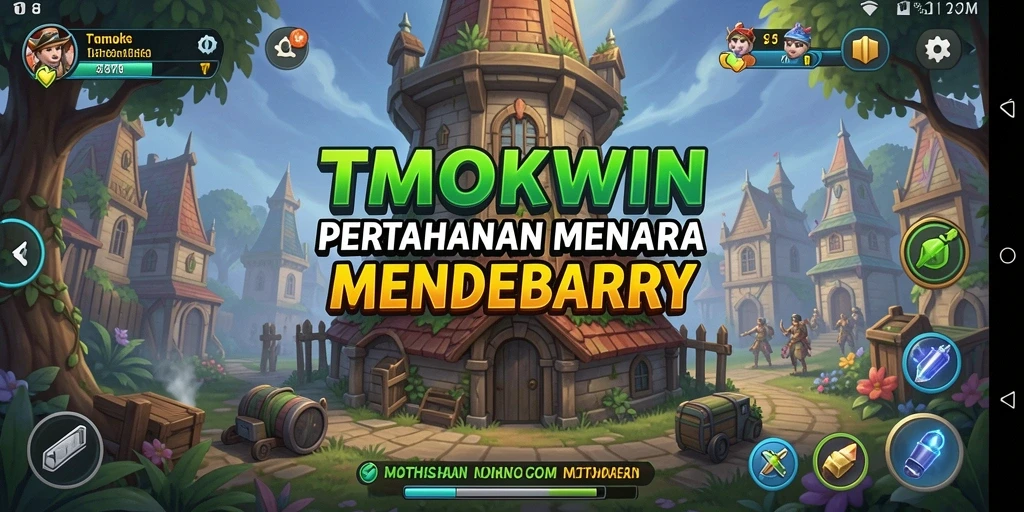 Tangkapan layar TMOKWIN menunjukkan aksi seru dalam permainan Tower Defense.
