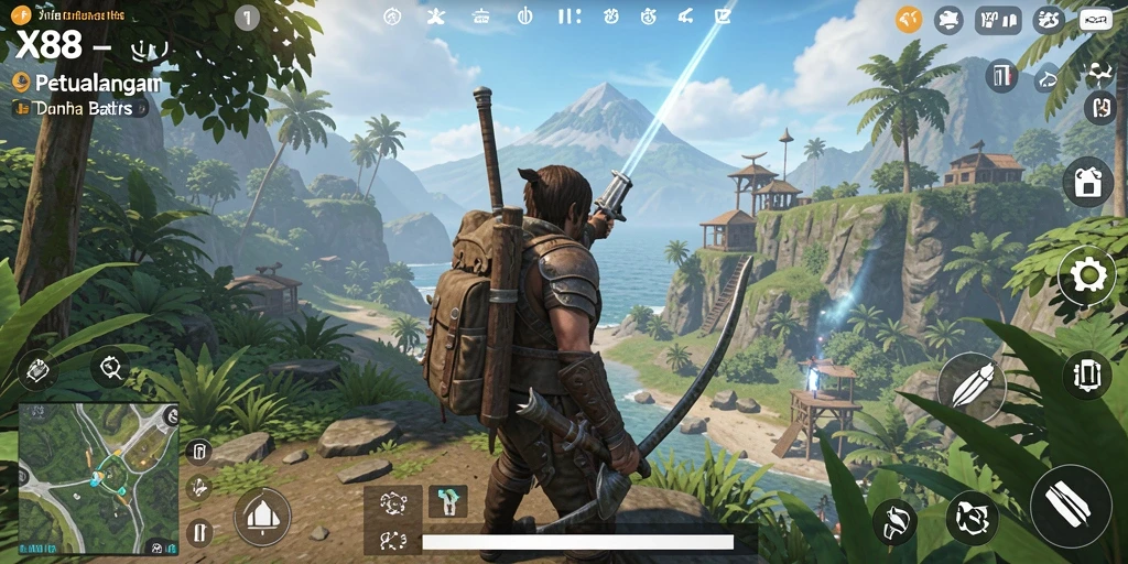 Tangkapan layar dari X88 menampilkan aksi eksplorasi dalam dunia Open World.