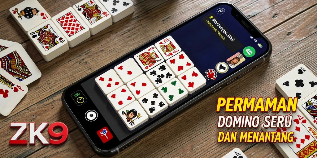 Screenshot ZK9 menampilkan gameplay Domino yang seru dan interaktif.